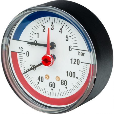 Термоманометр торцевой погружной 1/2" TIM (D-80мм, 0-120°C, 0-6 bar гильза 42мм)